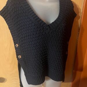 Anthropologie Navy V-Neck Sweater Vest